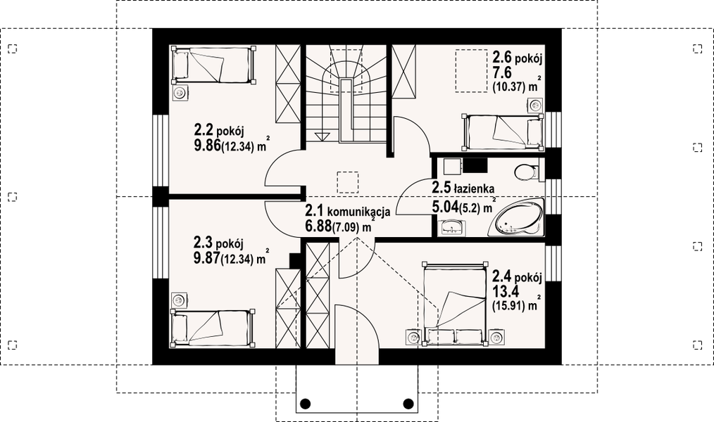 Poddasze projektu Paczkowice 55m