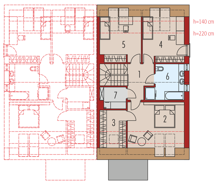 Poddasze projektu Lukas II G1 wersja A (bliźniak) energo