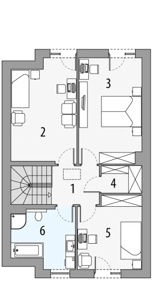 Projekt domu Oskar 3 eko - rzut poddasza, dom liczy 3 pokoje, 2 łazienki i wc