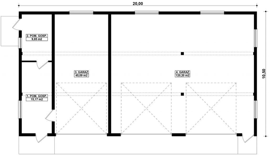 Parter projektu G365 - Budynek garażowo - gospodarczy