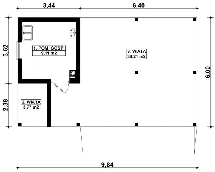 Parter projektu G383 - Budynek gospodarczy