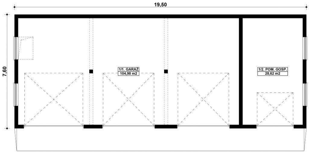 Parter projektu G394 - Budynek garażowy