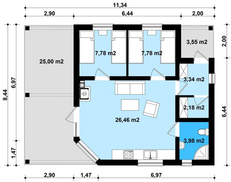 Parter projektu G395 - Budynek rekreacji indywidualnej