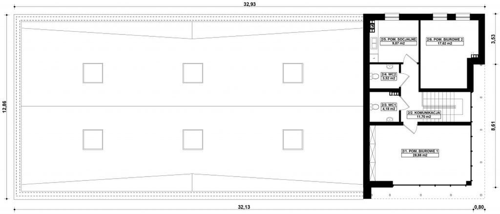 Piętro 1 projektu G402 - Budynek biurowo - magazynowy