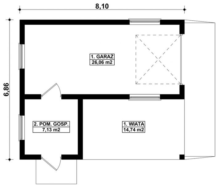 Parter projektu G382 - Budynek garażowo - gospodarczy