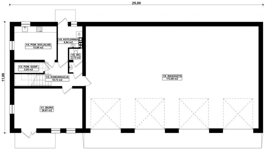 Parter projektu G393 - Budynek biurowo - magazynowy