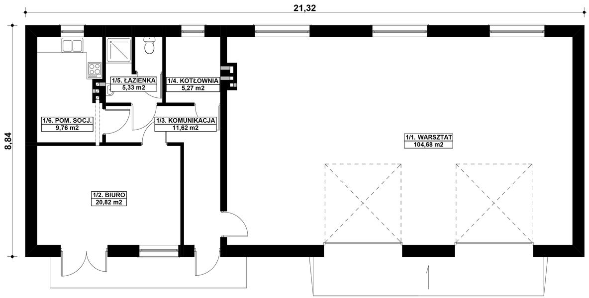Parter projektu G384 - Budynek garażowo - gospodarczy