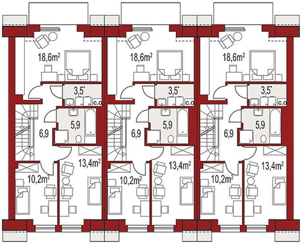 Piętro 1 projektu Diana B zestaw 3 segmenty