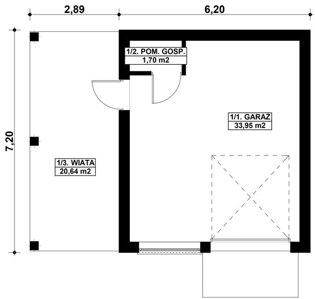 Parter projektu G405 - Budynek garażowo - gospodarczy