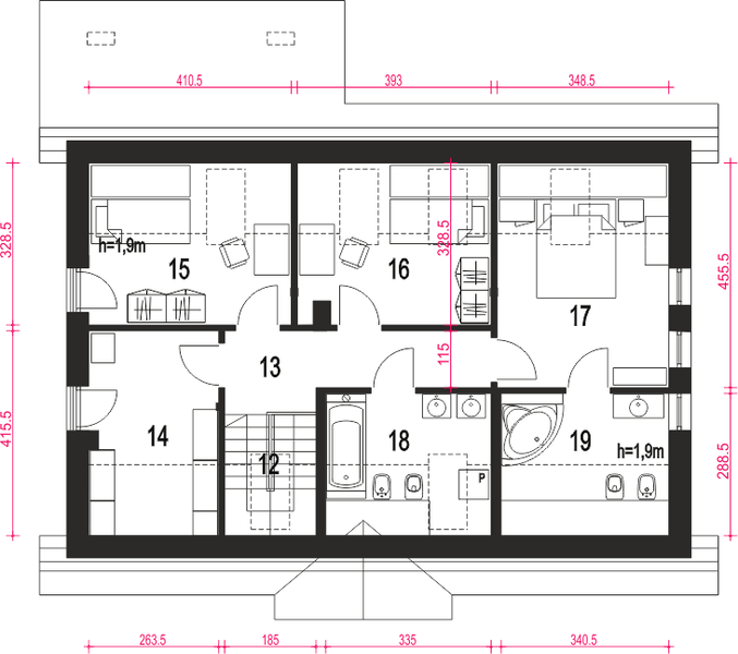 Poddasze projektu Julia II z garażem 1-st. [A1]