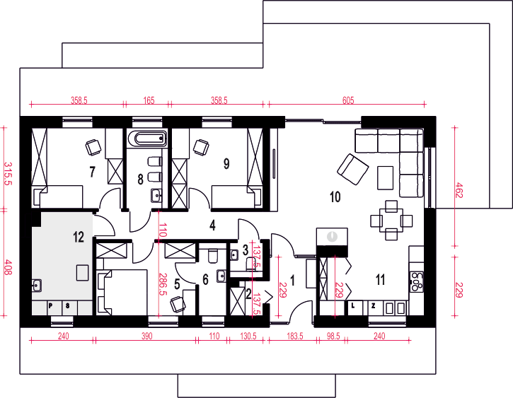 Parter projektu Żurawinka II bez garażu [B]