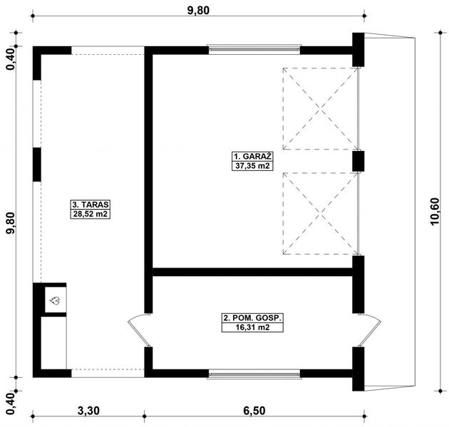 Parter projektu G350 - Budynek garażowo - gospodarczy