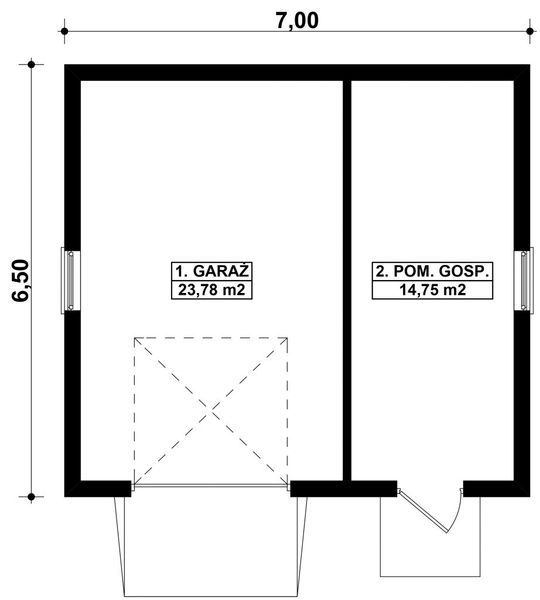 Parter projektu G388 - Budynek garażowo - gospodarczy