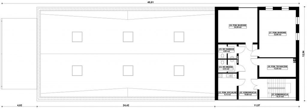 Piętro 1 projektu G404 - Budynek biurowo - magazynowy
