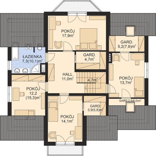 Poddasze projektu APS 117 wariant 2