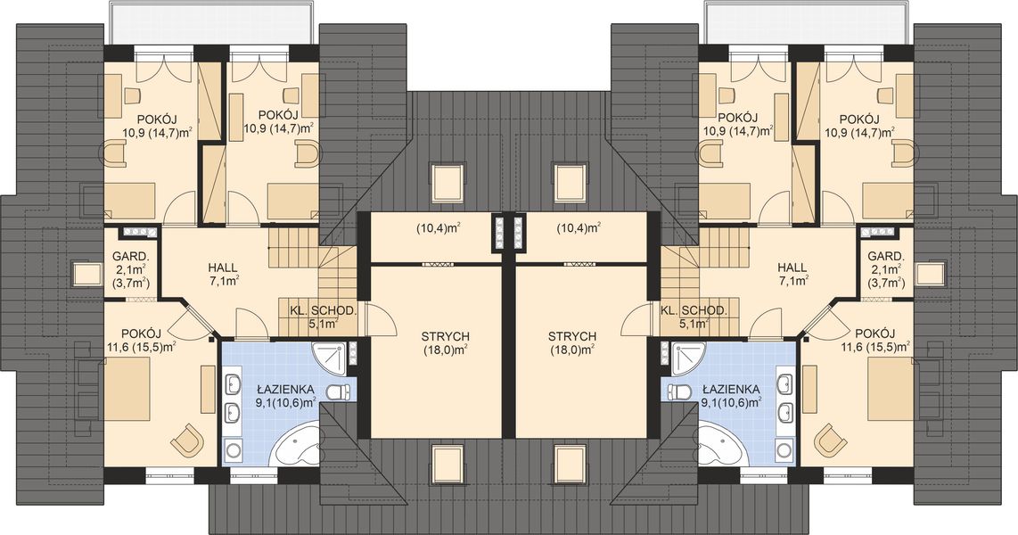 Poddasze projektu APS 192 dwulokalowy