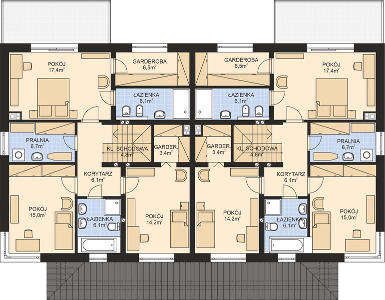 Piętro 1 projektu APS 330 dwulokalowy