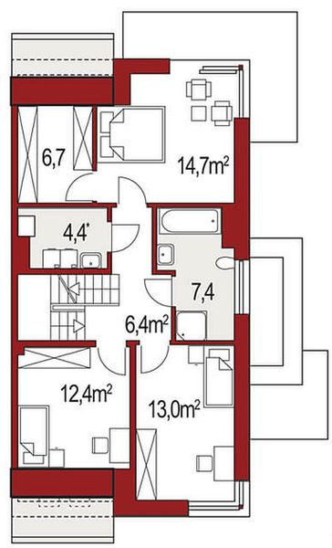 Piętro 1 projektu Diana Grande A segment prawy
