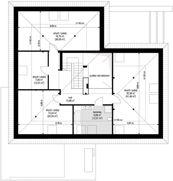 Poddasze projektu Hiacynt wariant B