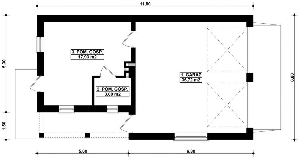 Parter projektu G368 - Budynek garażowo - gospodarczy