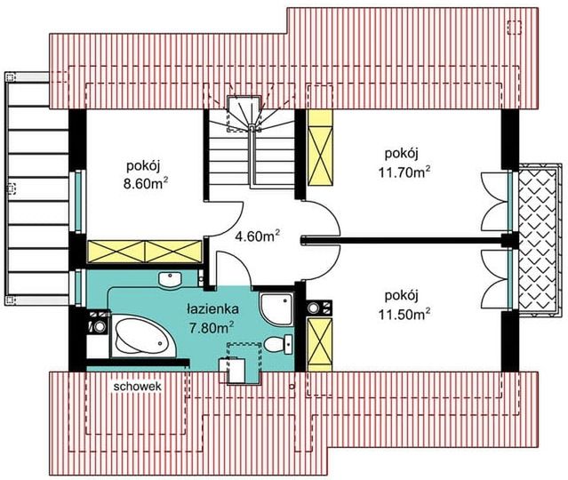 Poddasze projektu BW-36 wariant 16 bez garażu