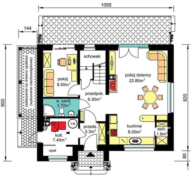 Parter projektu BW-49 wariant 12 bez garażu