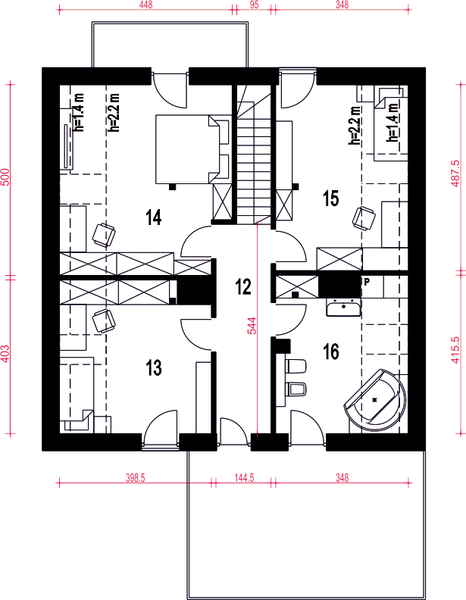 Poddasze projektu Nowalia z garażem 1-st. [A]