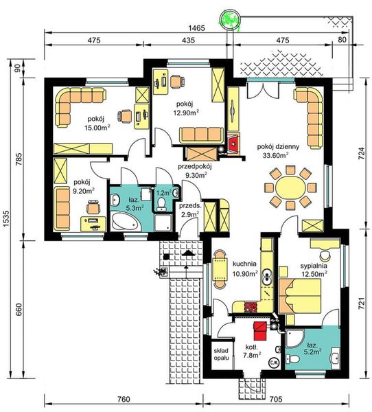 Parter projektu BW-16 wariant 1 z garażem lub bez