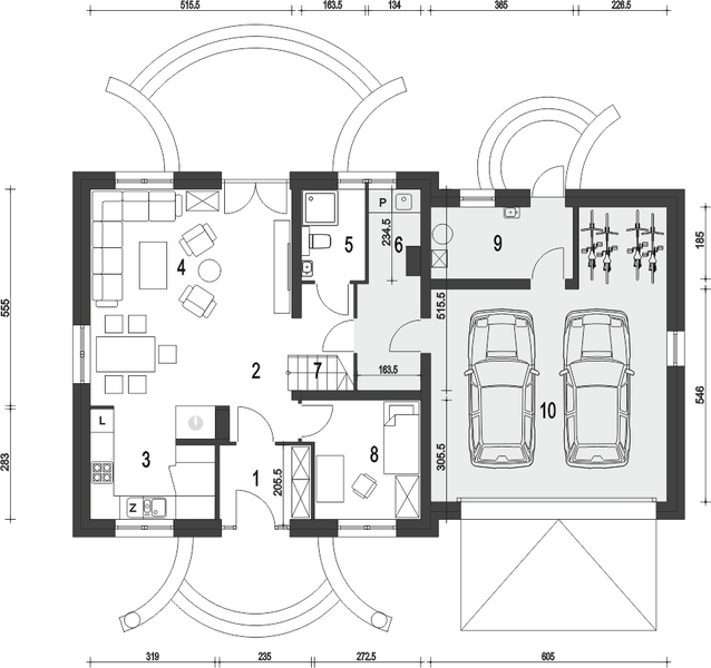 Parter projektu Dom Dla Ciebie 5 z garażem 2-st. [A3]