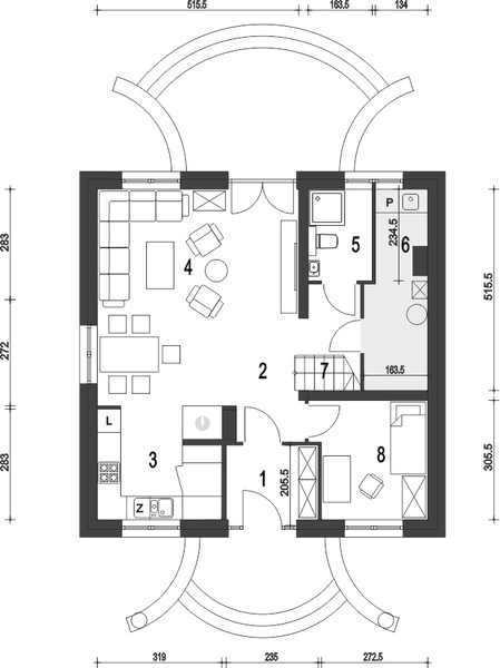 Parter projektu Dom Dla Ciebie 5 bez garażu [B1]