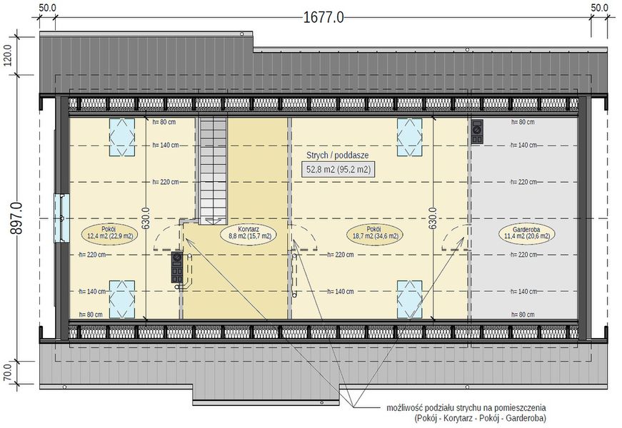 Poddasze projektu Terrier Max z garażem