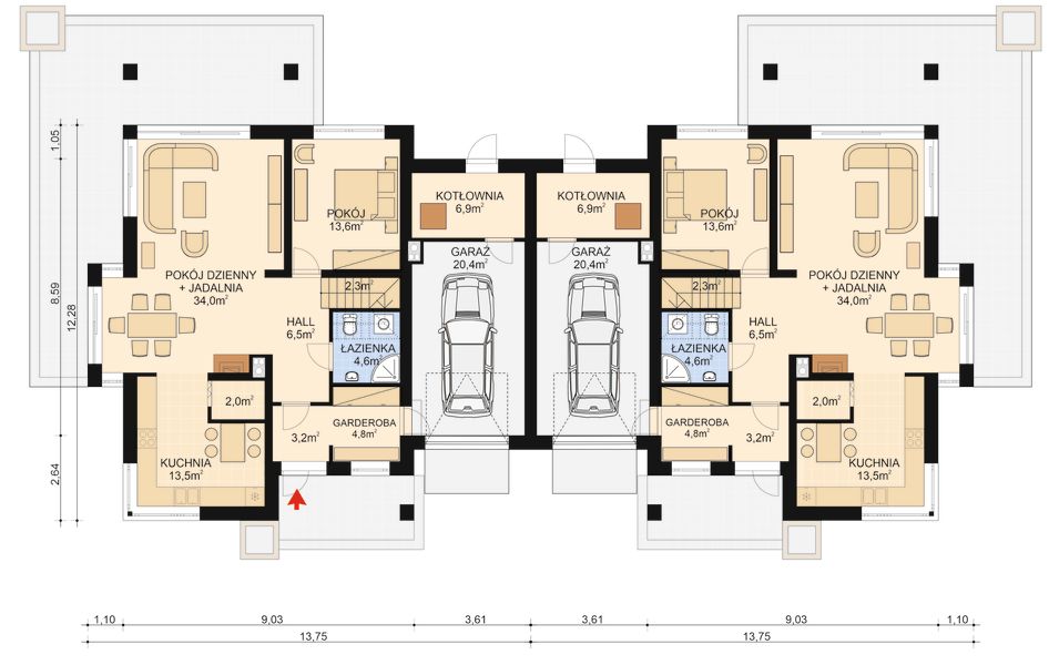 Parter projektu APS 276 dwulokalowy
