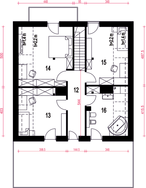 Poddasze projektu Nowalia z garażem 1-st. [A1]