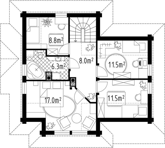 Poddasze projektu L-211 z piwnicą