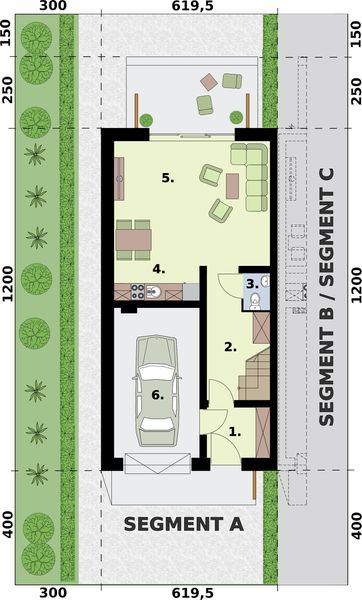 Parter projektu Altea - dom szeregowy, segment A