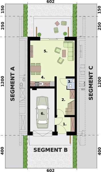 Parter projektu Altea - dom szeregowy, segment B