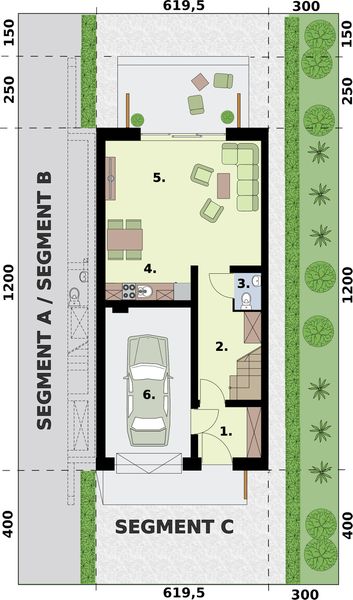 Parter projektu Altea - dom szeregowy, segment C