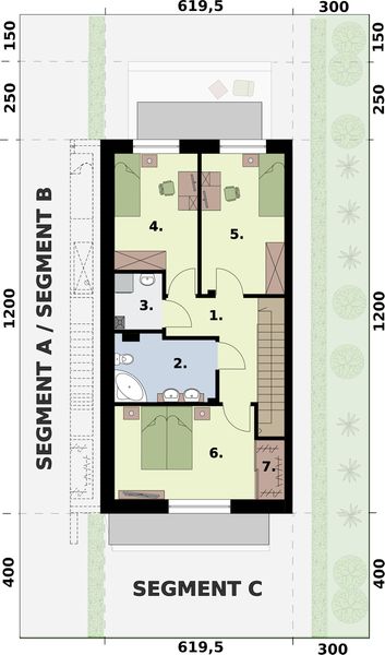 Piętro 1 projektu Altea - dom szeregowy, segment C