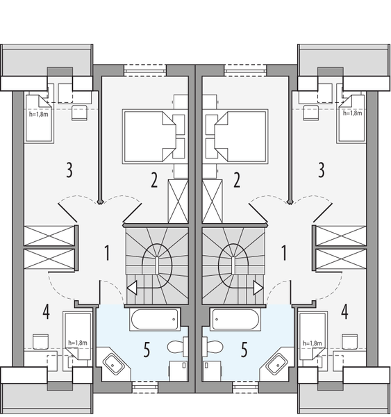 Poddasze projektu Emilka 3 - bliźniak PLP