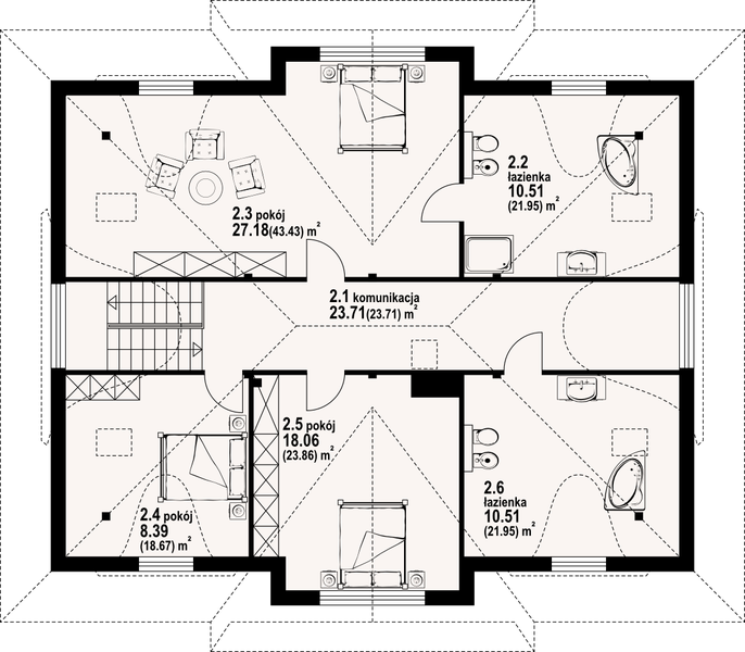 Poddasze projektu Chmielniki średnie dw 20