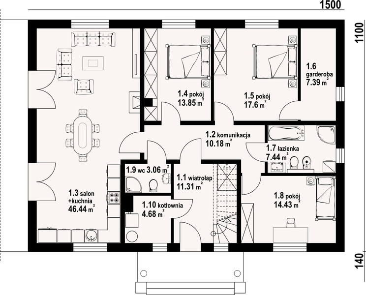 Parter projektu Dębowo 15m