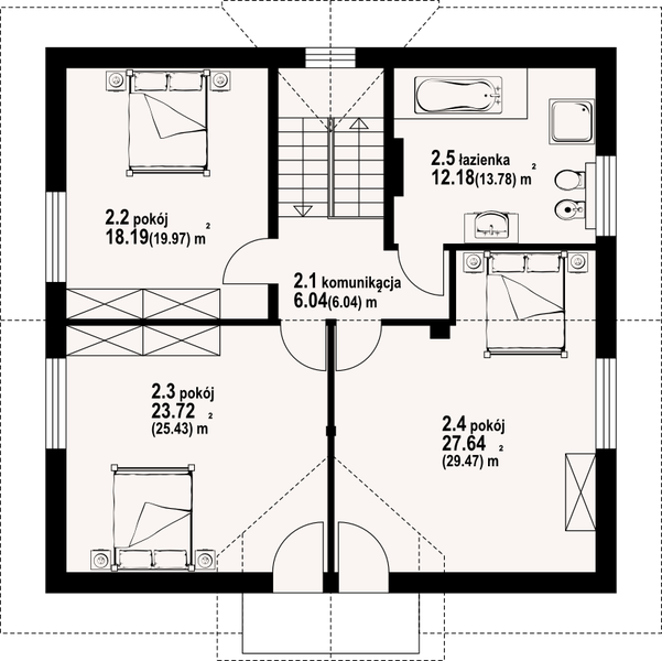 Poddasze projektu Jaworzynka duża 19m