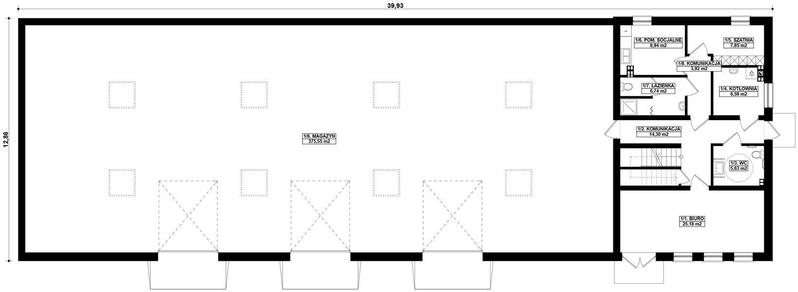 Parter projektu G400 - Budynek biurowo - magazynowy