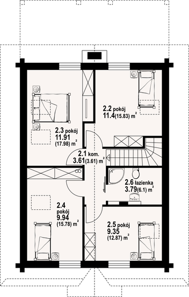 Poddasze projektu Głogoczów 6 dw