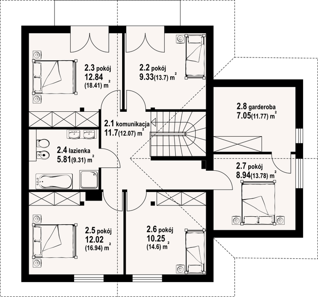 Poddasze projektu Głogówek 1g dws