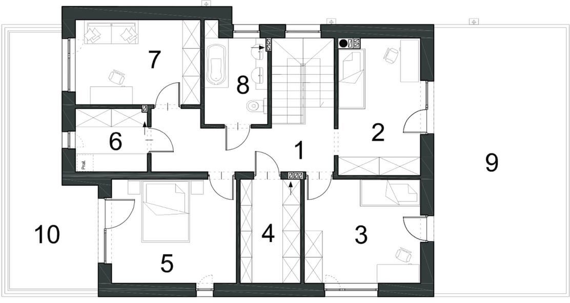 Piętro 1 projektu Gustowny D39 wariant II