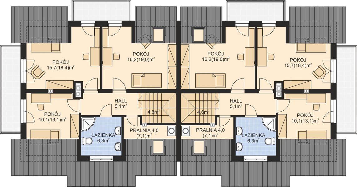 Poddasze projektu APS 204 dwulokalowy