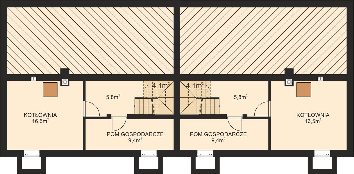 Piwnica projektu APS 204 dwulokalowy