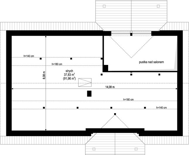 Poddasze projektu Willa rodzinna