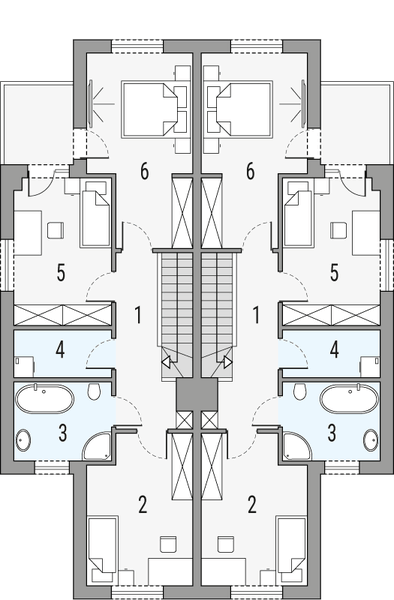 Piętro 1 projektu Fenix - dwulokalowy LLL